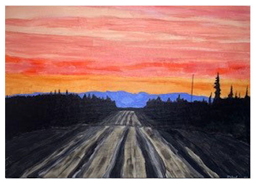 Sunset drive into the Mountains Print